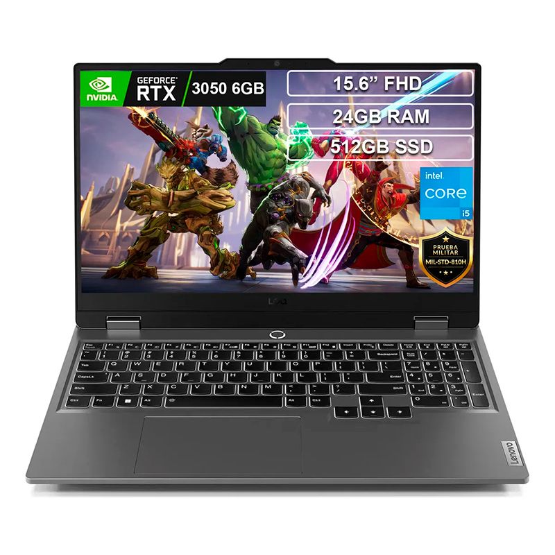 LENOVO - Portátil LENOVO Gaming 15IAX9 Ci5-12450HX RTX 3050 RAM 24GB 512GB SSD 16" Pulgadas