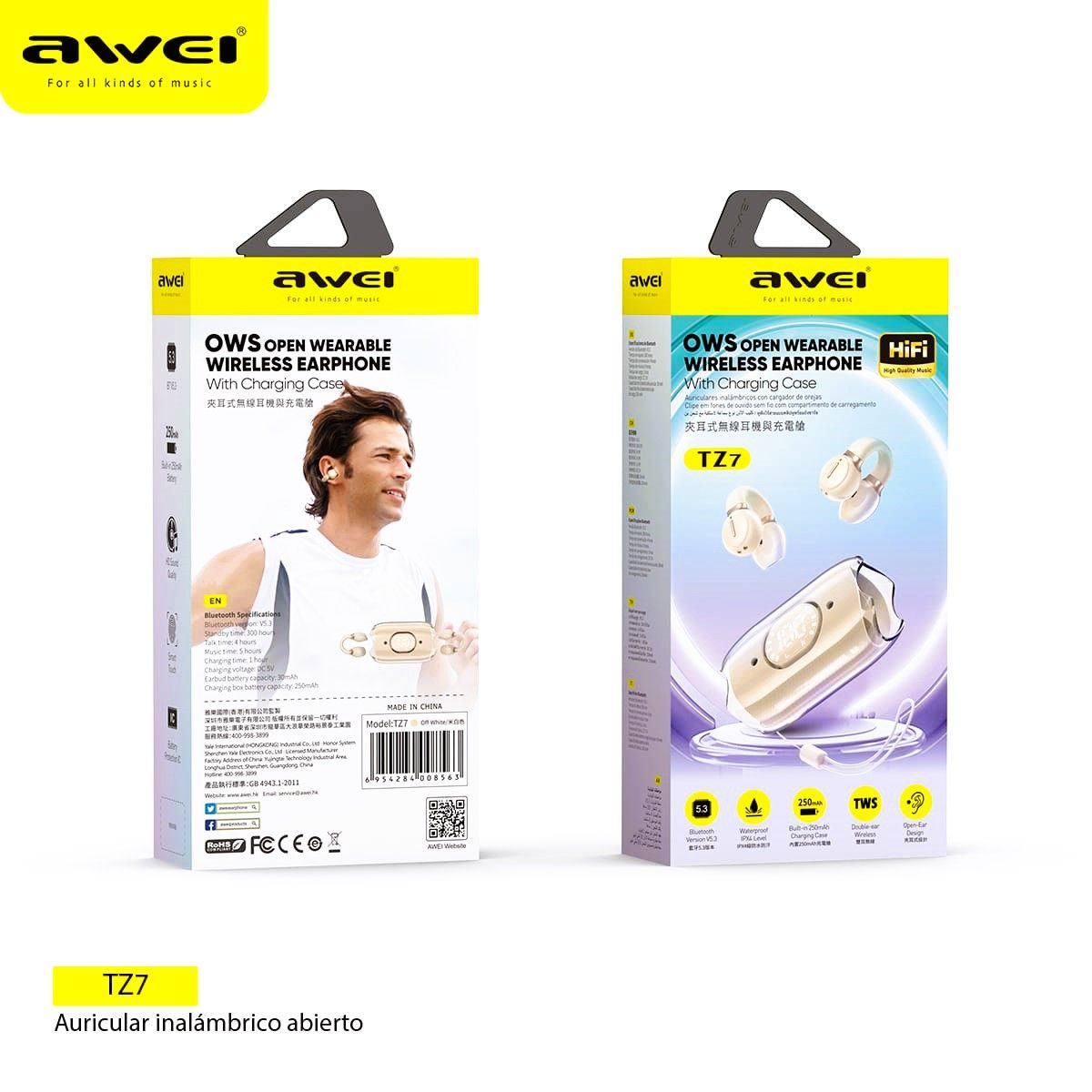 AWEI - Audifonos Inalambricos Abiertos TZ7 Beige IPX4