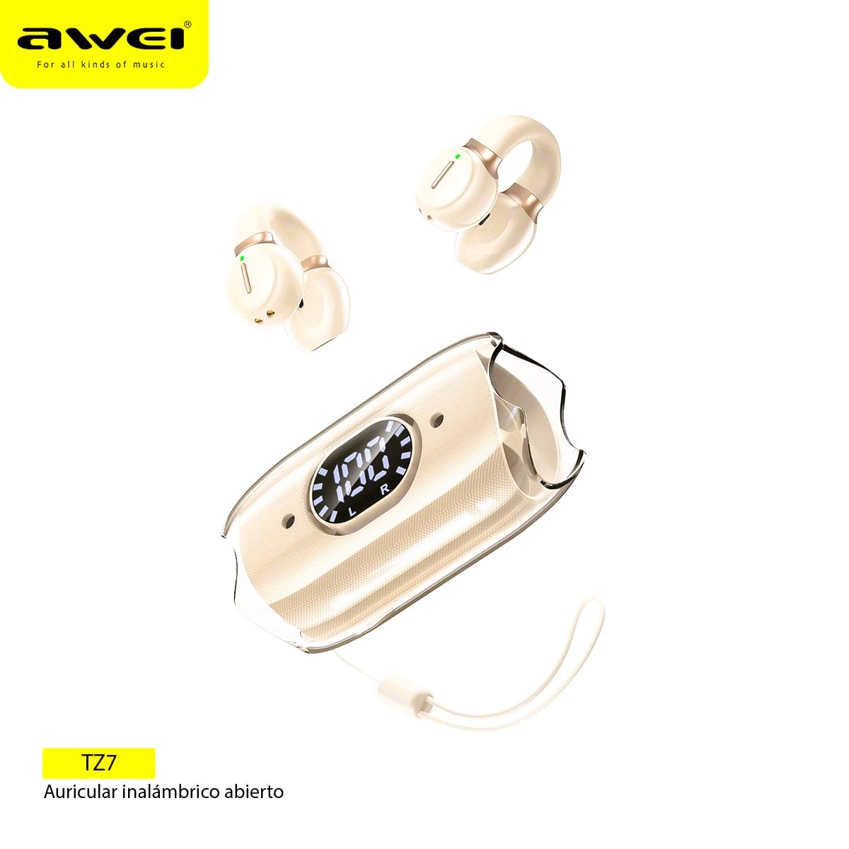 AWEI - Audifonos Inalambricos Abiertos TZ7 Beige IPX4