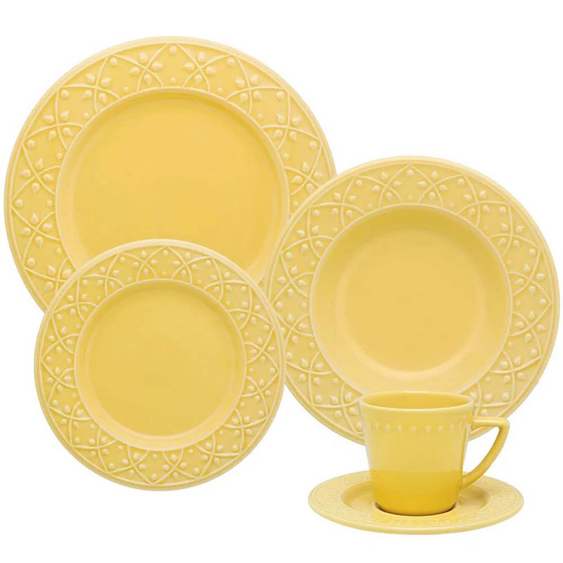 OXFORD - VAJILLA CERAMICA 20 PZAS 4 PTOS AMARILLA MENDI