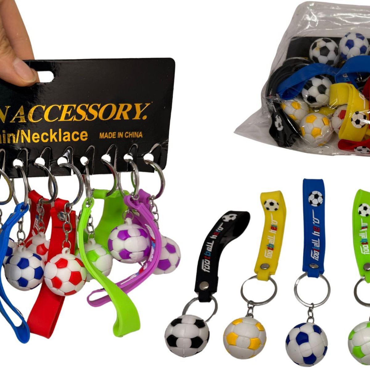 MAZUGI - Paquete De 12 Llaveros De Fútbol colores, Llaveros De Pelota