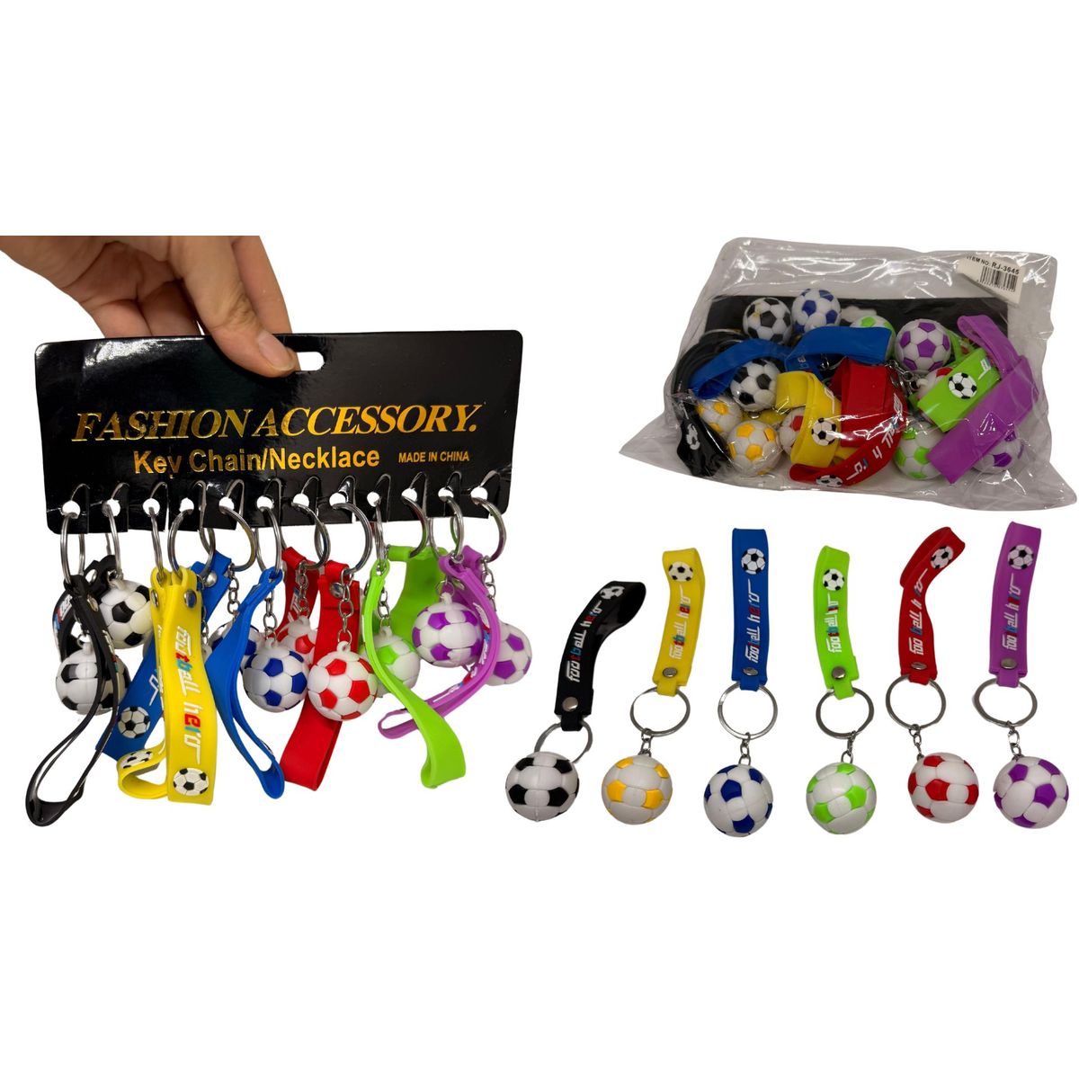 MAZUGI - Paquete De 12 Llaveros De Fútbol colores, Llaveros De Pelota