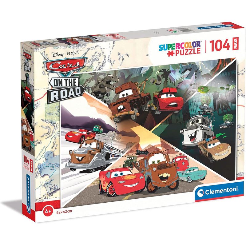 CLEMENTONI - Rompecabezas 104 Piezas Cars En Increíbles Aventuras Niños