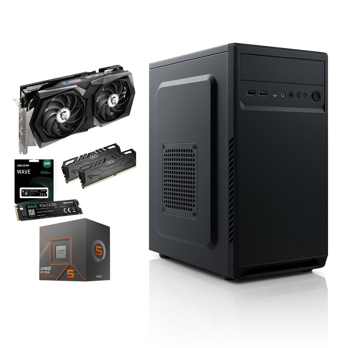 AMD - Pc Torre Gamer Cpu Ryzen 5 7600x 16gb 512 Ssd Rtx 4070 12gb Gama alta