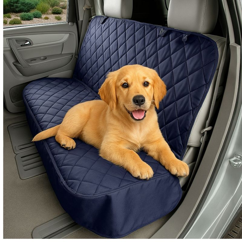 HAPPY BEAR - Forro Protector Asiento Silla Carro Mascota Azul Trasera