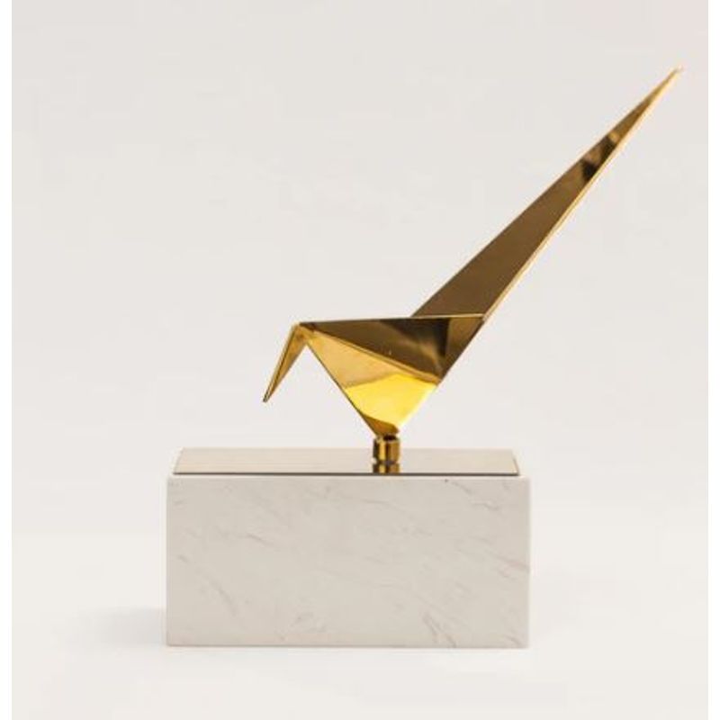 GENERICO - Adorno de mesa Escultura Decorativa de Pájaro Dorado en Mármol Blanco M5-4 dorado