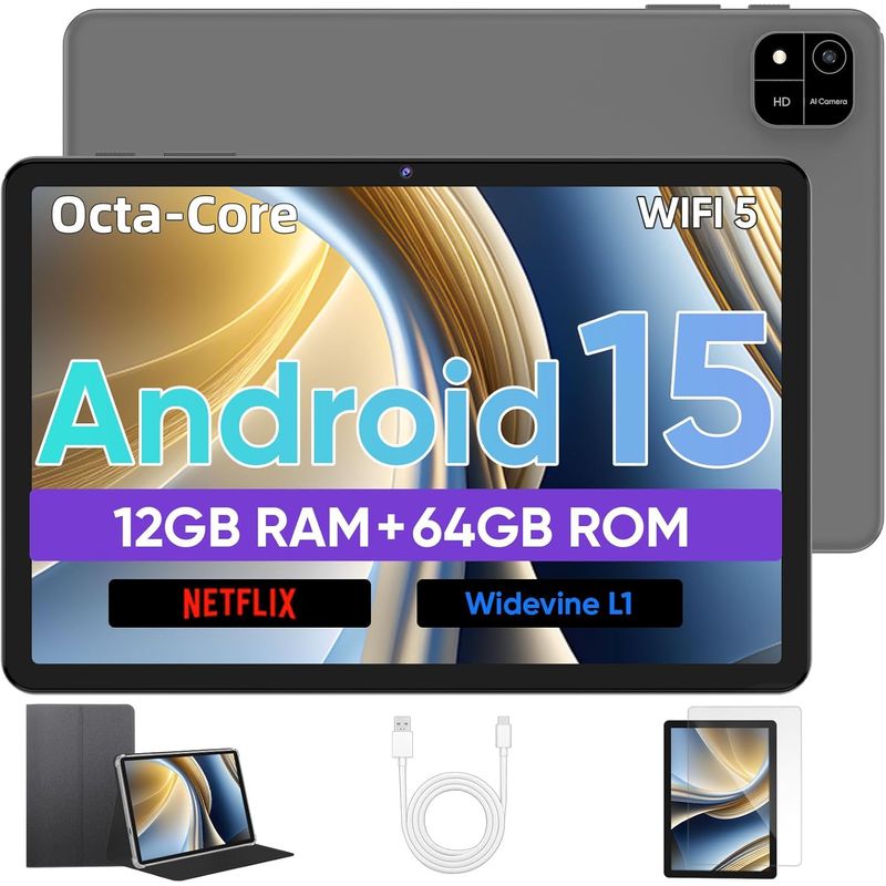 GENERICO - Tablet Android 15 procesador Octa-Core 12 GB de RAM 64 GB ROM 2 táctil HD 1280x800