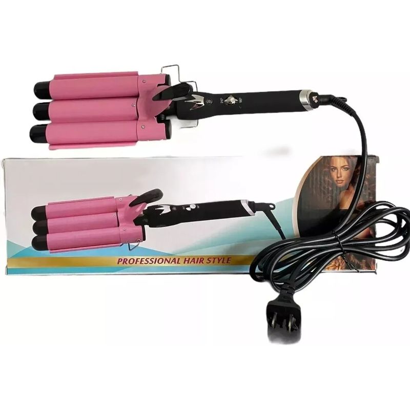 GENERICO - Plancha Pelo Pinza Cabello Rizadora Ondas Sirena 3 Barriles