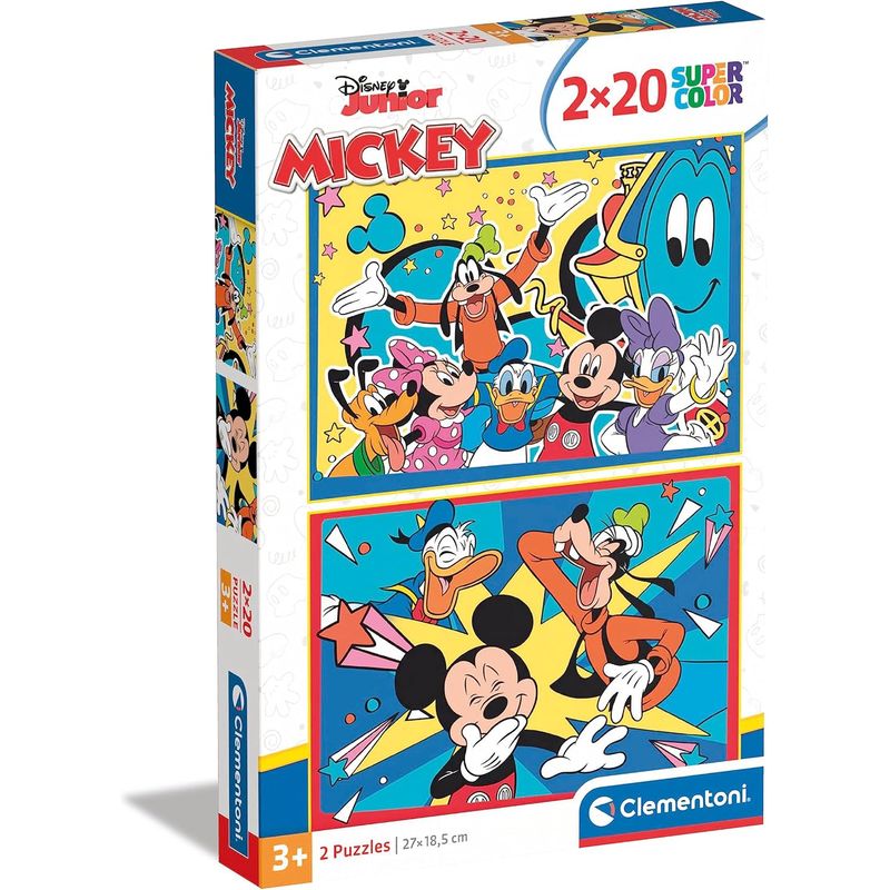 CLEMENTONI - Rompecabezas 2x20 Piezas Mickey Y Sus Amigos Para Niños