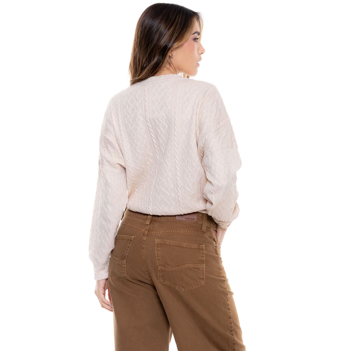 COLOR BLUE - Buzo Trenzado Con Brillos