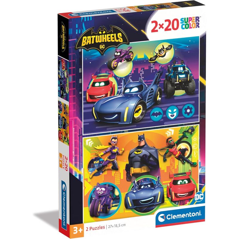 CLEMENTONI - Rompecabezas 2x20 Piezas Batwheels Dc Para Niños