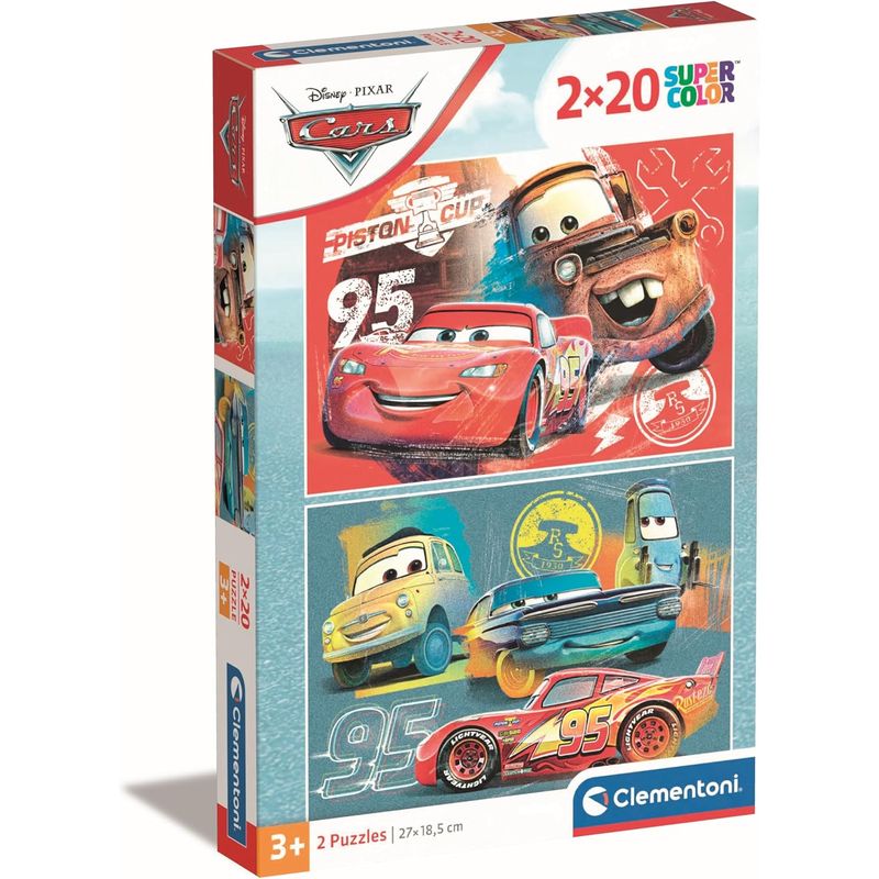 CLEMENTONI - Rompecabezas 2x20 Piezas Cars Aventuras Disney Para Niños