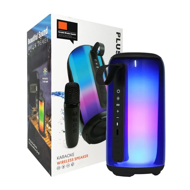 GENERICO - Parlante bluetooth portátil con luz rgb  + micrófono
