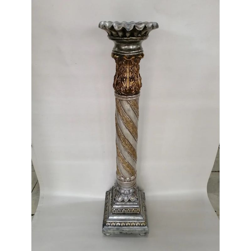 GENERICO - Candelabro De Pie De Iglesia Antiguo Italy En Marmolina