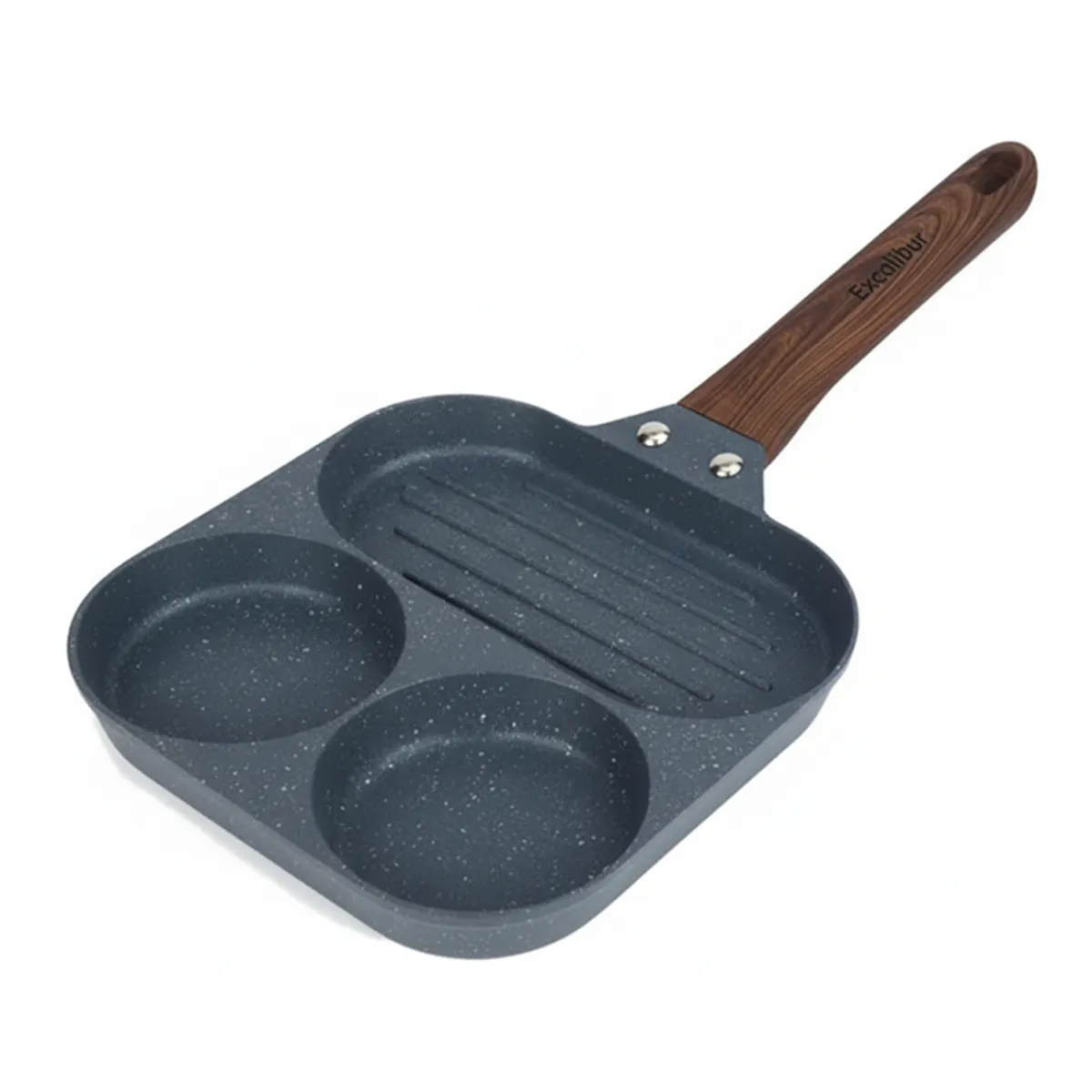 EXCALIBUR - Sartén Excalibur de Aluminio Antiadherente de 3 Divisiones