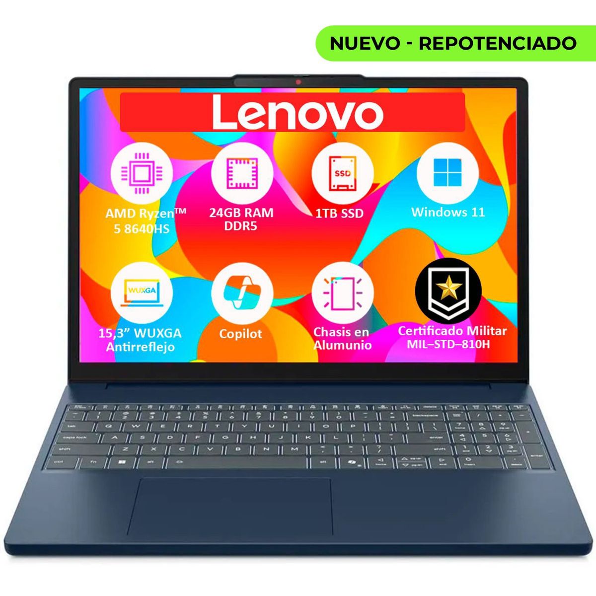 LENOVO - Portátil Lenovo AMD Ryzen 5 8640HS 24GB RAM 1TB SSD 15.3"