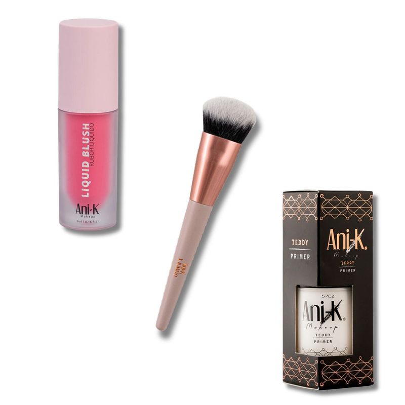 GENERICO - Rubor Líquido Tono Rose + Brocha Iconik + Primer Anik
