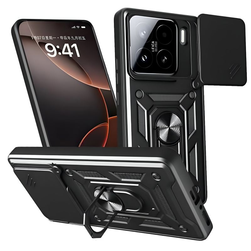 GENERICO - Funda Protector Cámara Slider Compatible Xiaomi 15 5G Negro