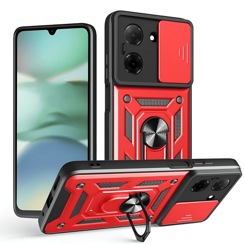 GENERICO - Funda Protector Cámara Slider Compatible Xiaomi Redmi A5 4G Rojo