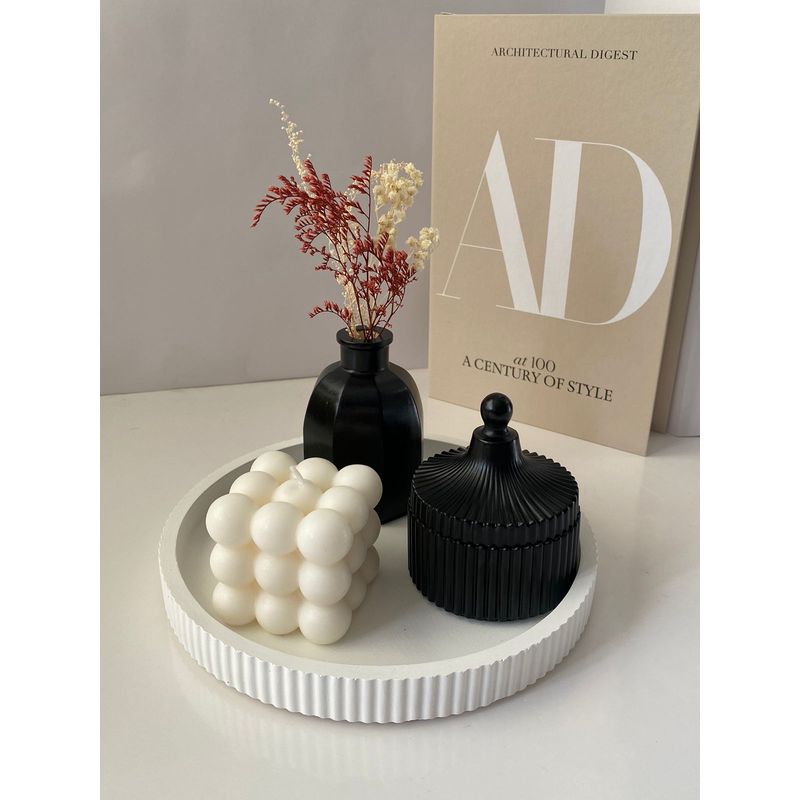 GENERICO - Set decorativo para centro de mesa bandeja jarrón cofre vela