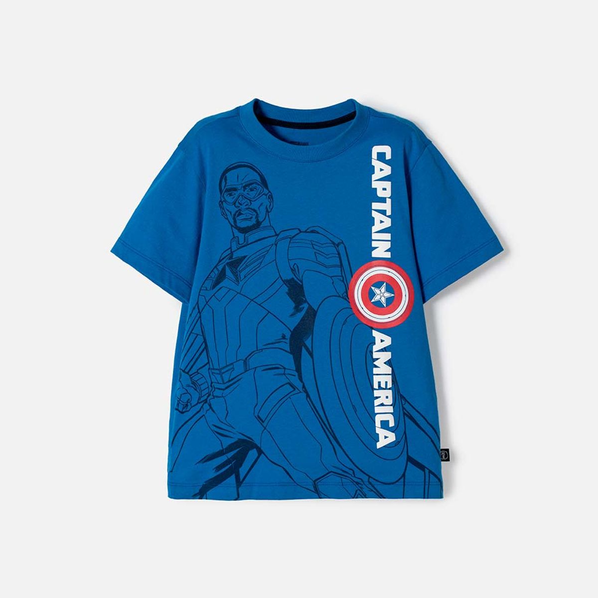 MARVEL - Camiseta del Capitán América azul manga corta para niño