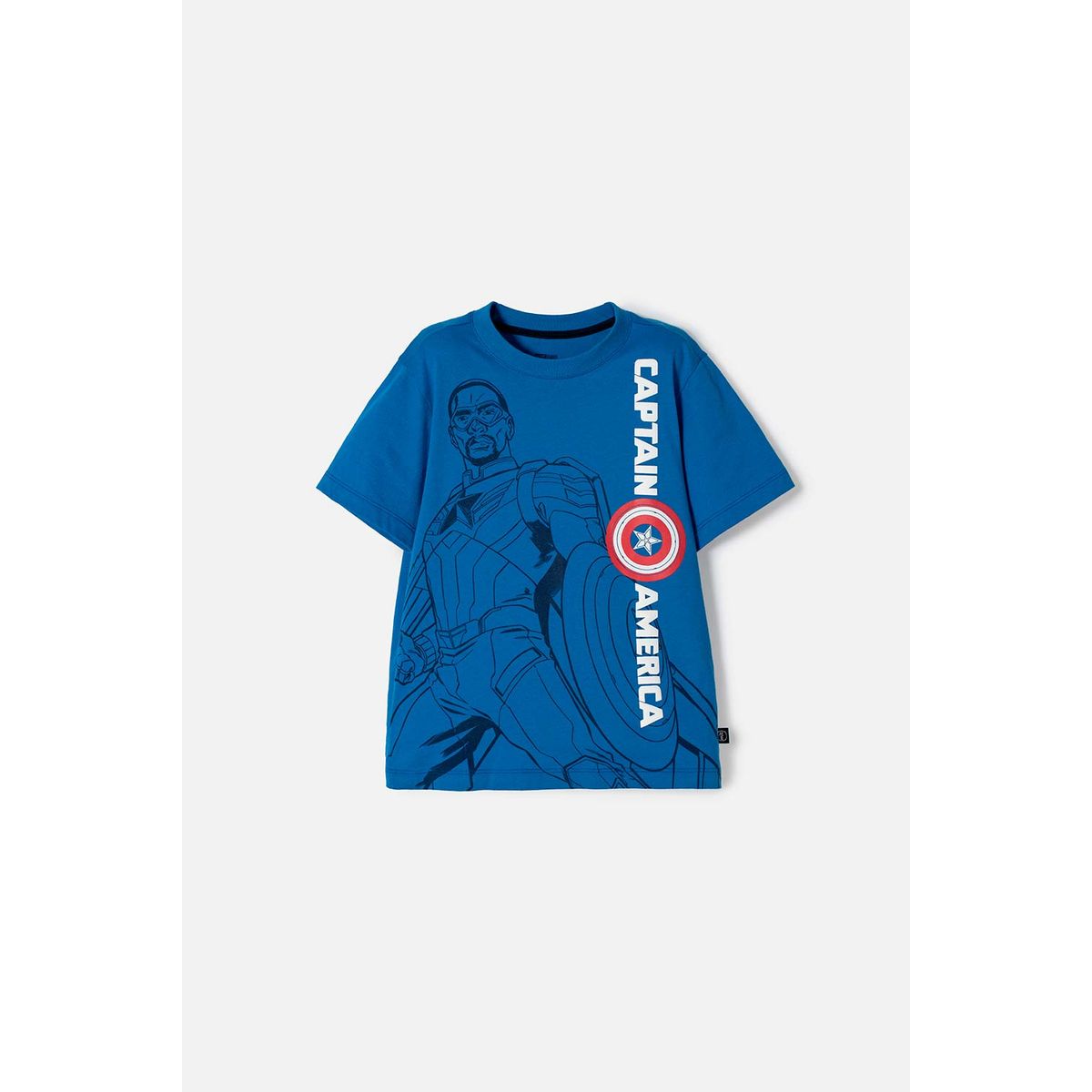 MARVEL - Camiseta del Capitán América azul manga corta para niño