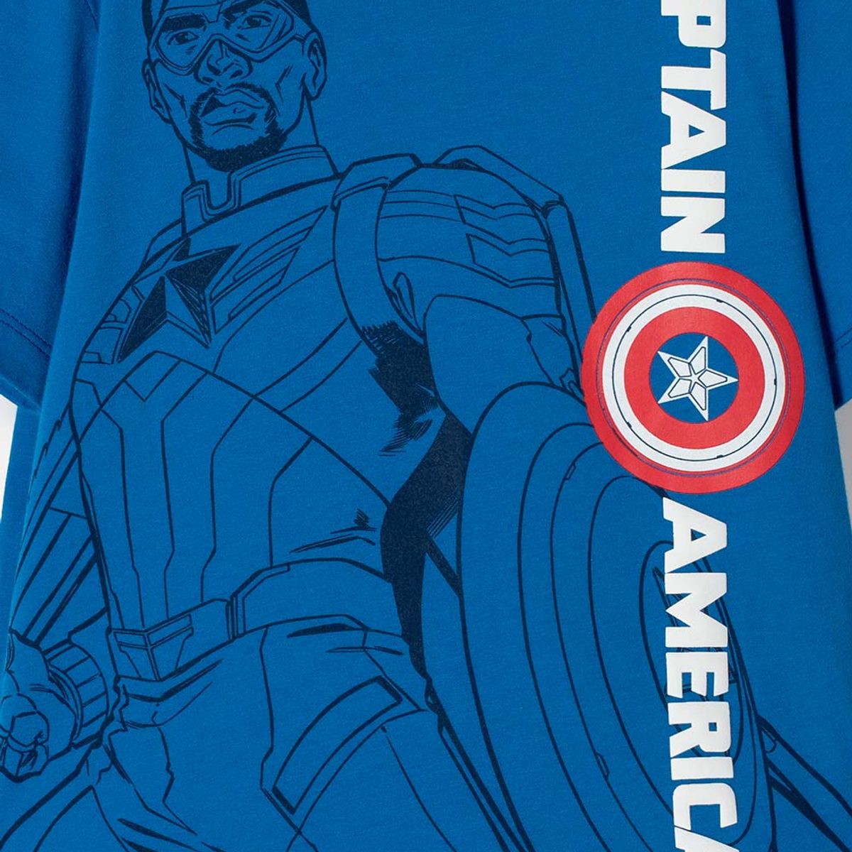 MARVEL - Camiseta del Capitán América azul manga corta para niño
