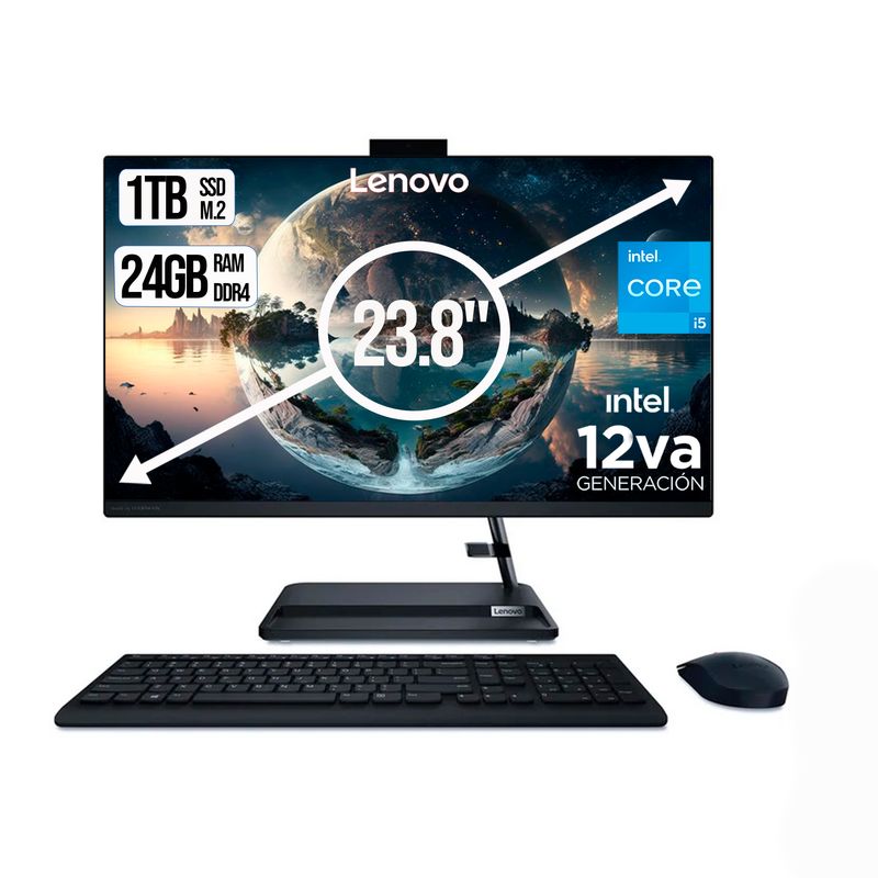LENOVO - TODO EN UNO LENOVO INTEL CORE I5-12450H SSD 1TB RAM 24GB LED 24 FHD