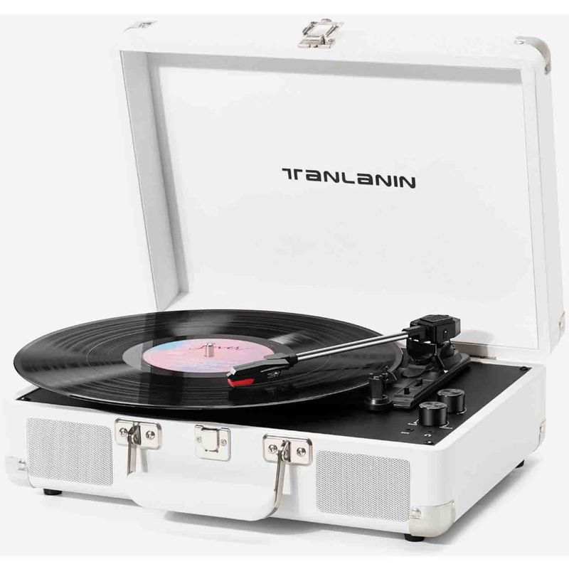 BASIC - Tocadiscos Tornamesa maleta con Bluetooth y altavoces 3 speeds Vintage