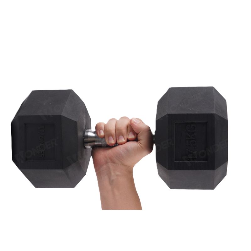 WONDER SPORT - PESAS MANCUERNAS DE 17 KG HEXAGONALES PROFESIONALES EN GOMA