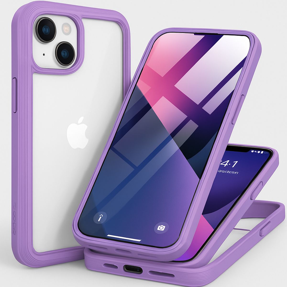 GENERICO - Estuche Protector Case Funda 2 En 1 Full 360 Para Iphone 13 Lila