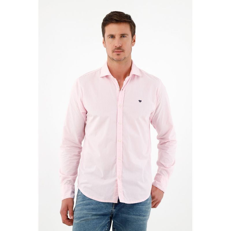 TENNIS - Camisa cuello francés rosada para hombre