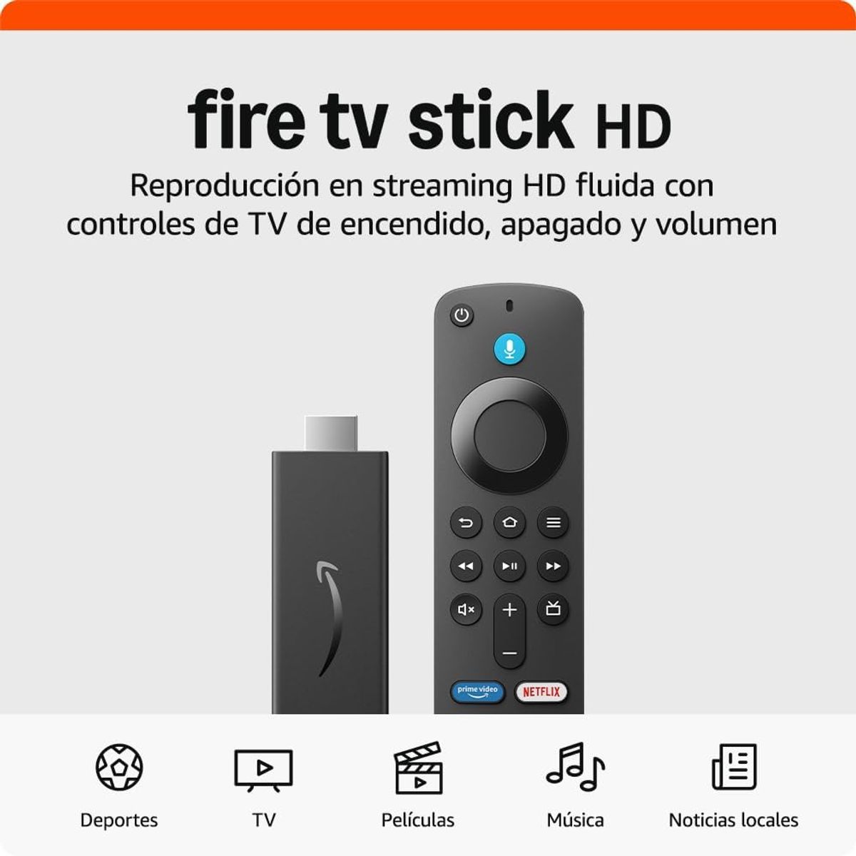 AMAZON - Amazon Fire TV Stick HD Dispositivo de Streaming TV gratis y en vivo