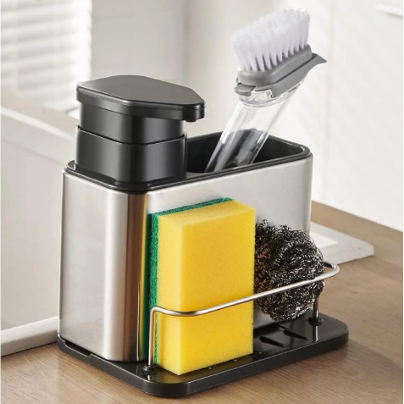 GENERICO - Dispensador de jabón de cocina de 340 ml Metalico