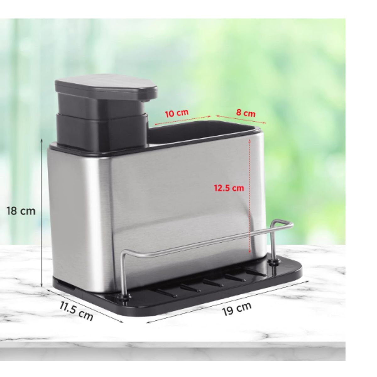 GENERICO - Dispensador de jabón de cocina de 340 ml Metalico