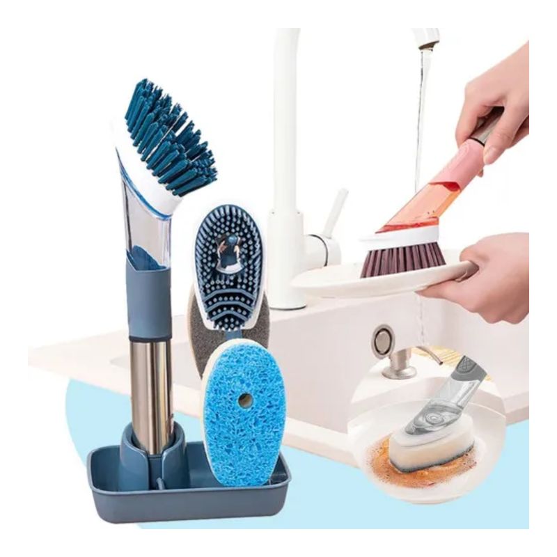 GENERICO - Set Cepillo Base Soporte 4 Puntas Limpieza Profunda Hogar