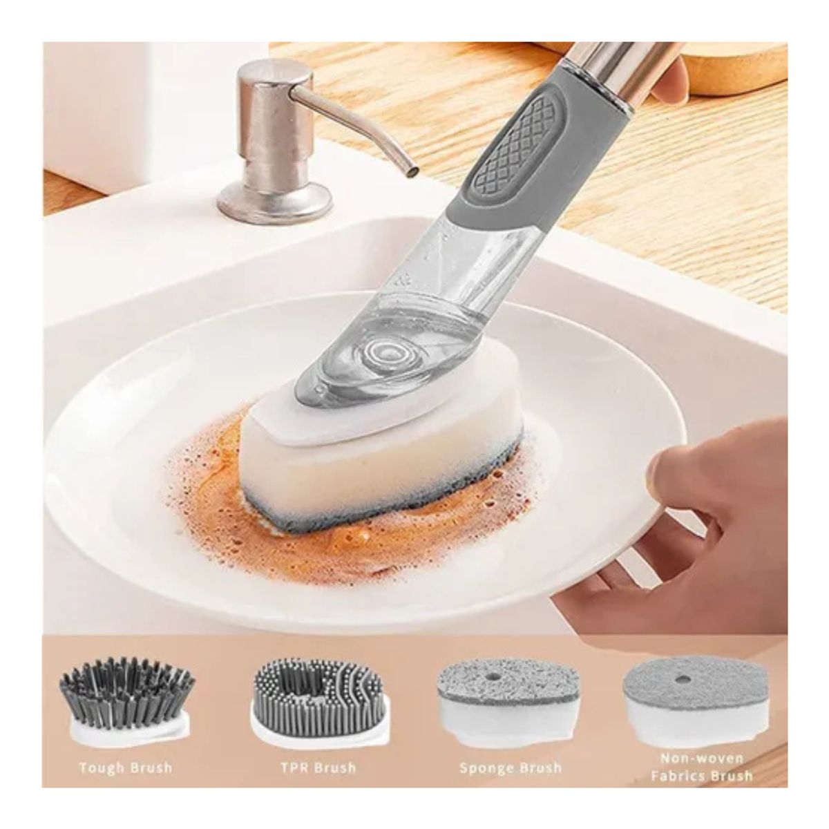 GENERICO - Set Cepillo Base Soporte 4 Puntas Limpieza Profunda Hogar