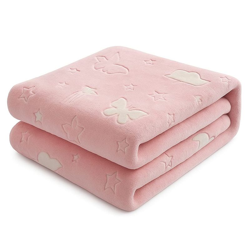 GENERICO - Manta Polar Infantil Brilla en la Oscuridad Rosado 180x210 cm