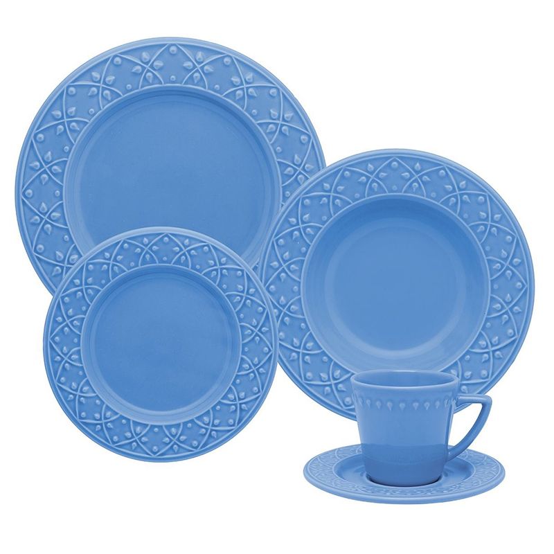 OXFORD - VAJILLA CERAMICA 20 PZAS 4 PTOS  AZUL MENDI