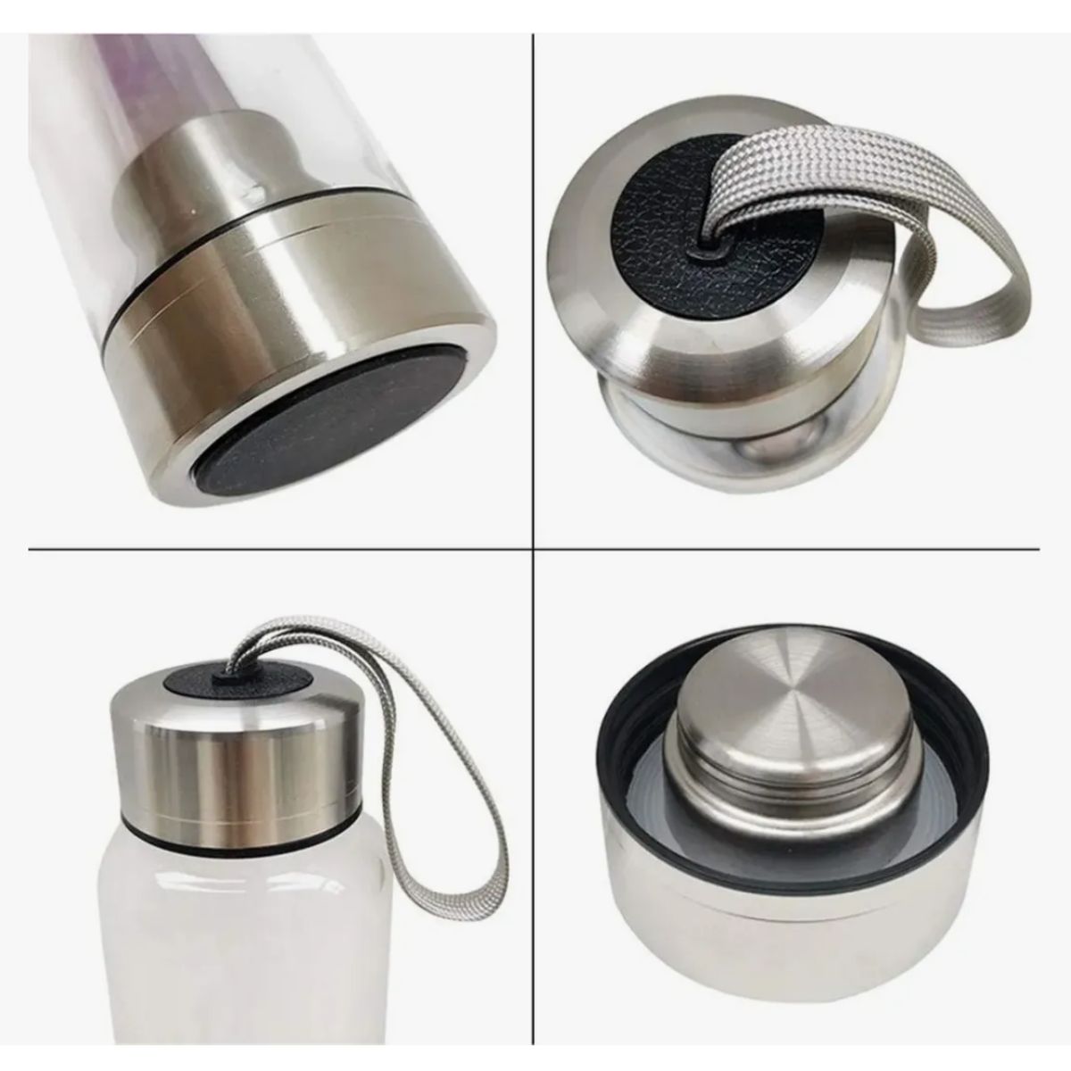 GENERICO - Termo Botella De Agua Con Cristales De Cuarzo + Estuche Color Morado