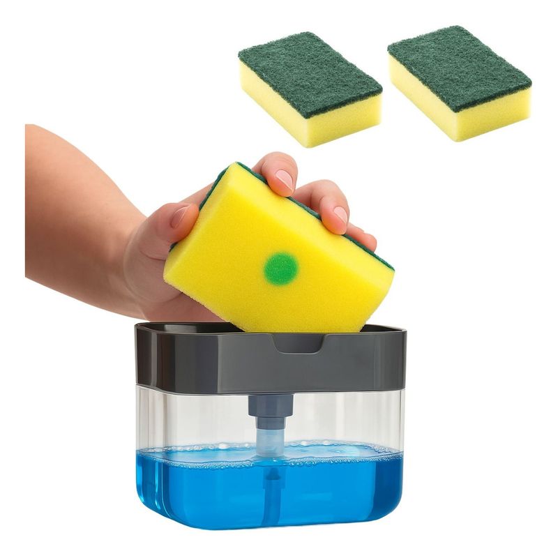 GENERICO - Dispensador De Jabon Liquido para Cocina Lavaplatos Con Esponja