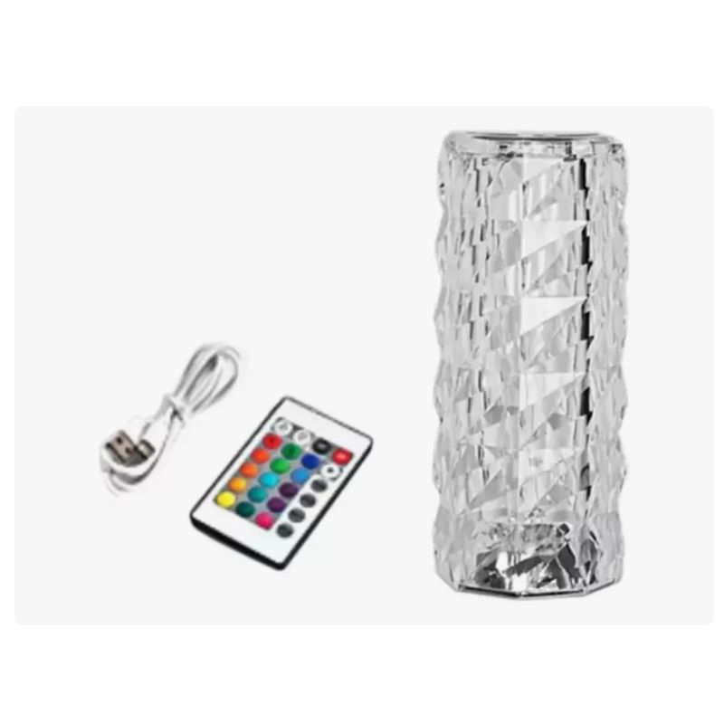 GENERICO - Lampara De Mesa De Cristal +16 Colores Con Control