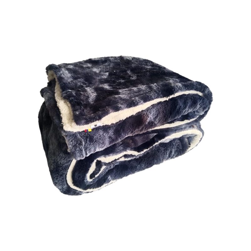 GENERICO - Cobija Termica Sherpa Con Peluche King Gris 260x240 cm Azul