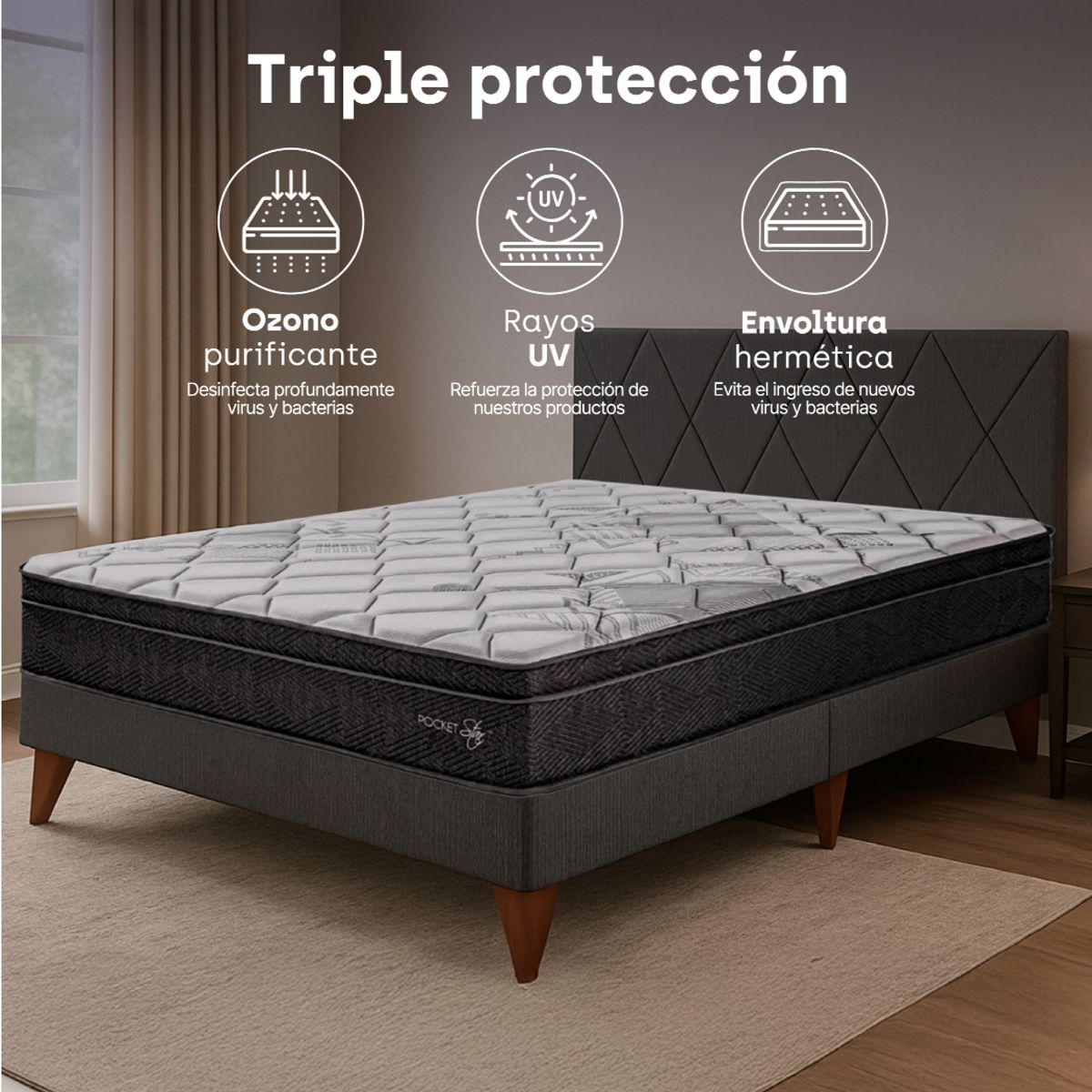 ESSENZA - Colchon Queen 1.6 m Pocket Star - Top Essenza Colchones