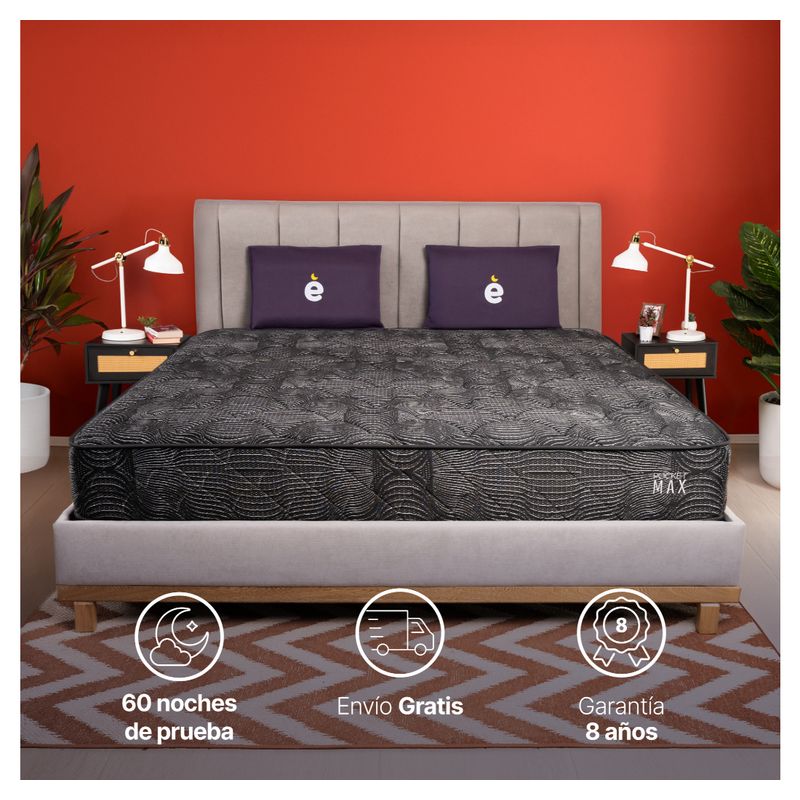 ESSENZA - Colchon Queen 1.6 m Pocket Max Negro - Best Essenza Colchones