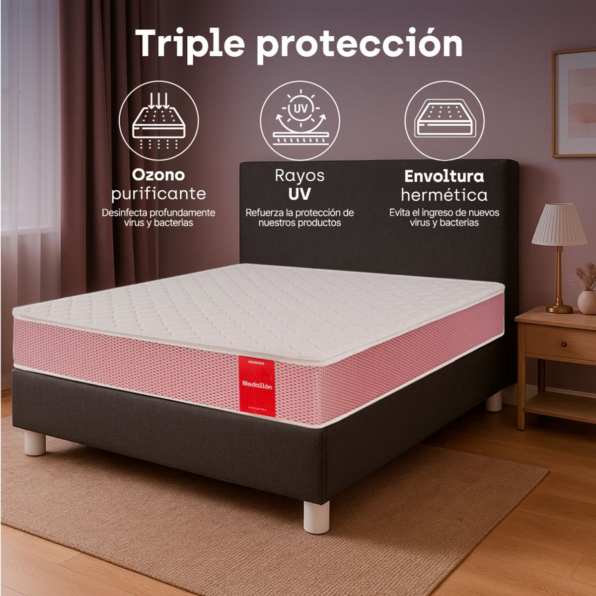 ESSENZA - Colchon Queen 1.6 m Medallon Resorte Bonell - Better Essenza Colchones