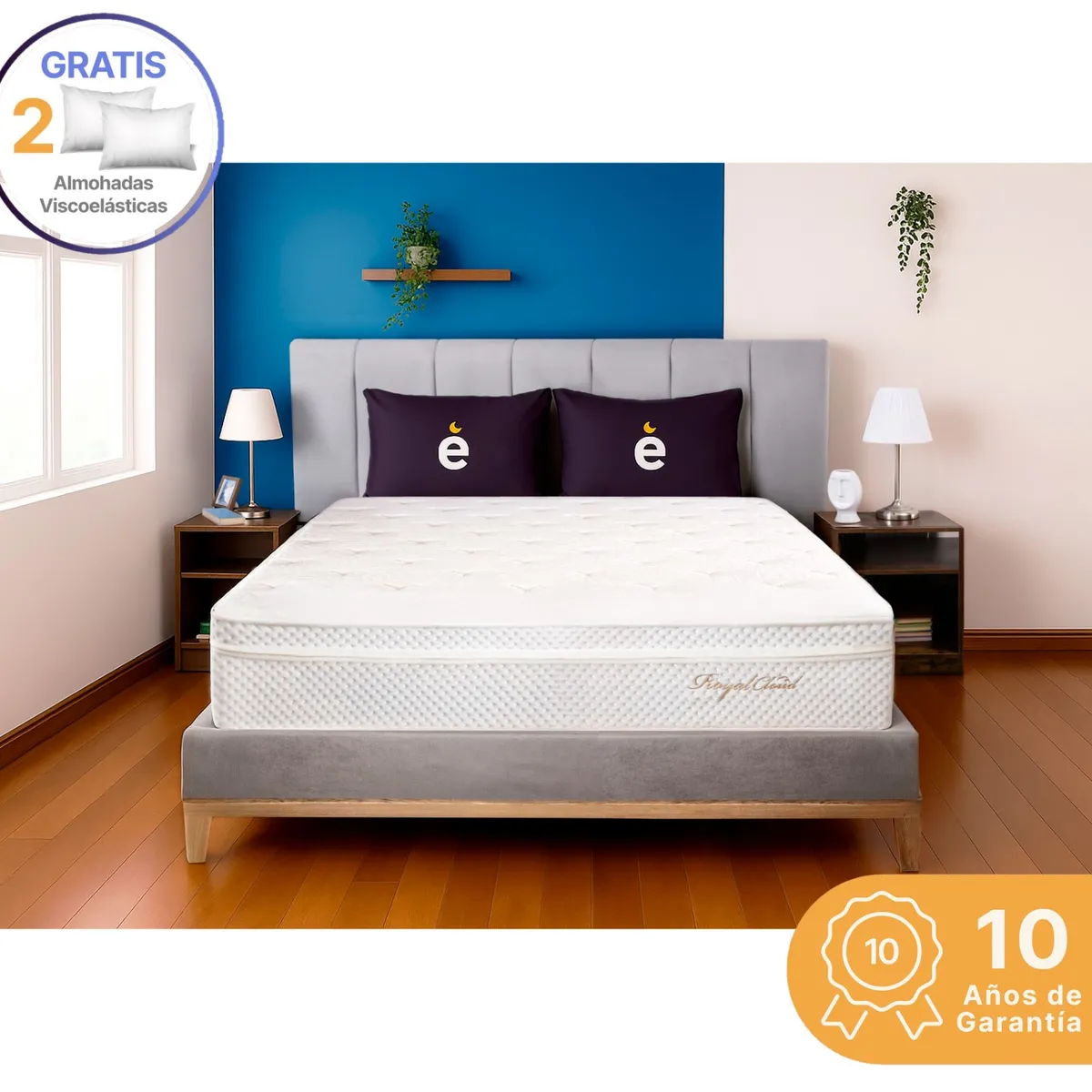 ESSENZA - Colchon Queen 1.6 m +2 Almohadas Royal Cloud Premium Essenza Colchones