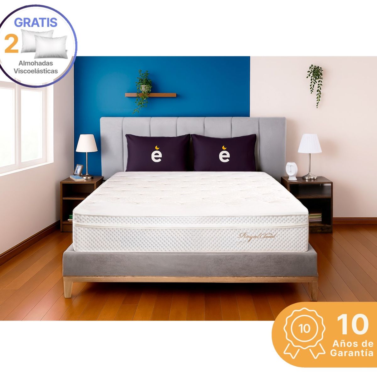 ESSENZA - Colchon King 2.0 m +2 Almohadas Royal Cloud Premium Essenza Colchones