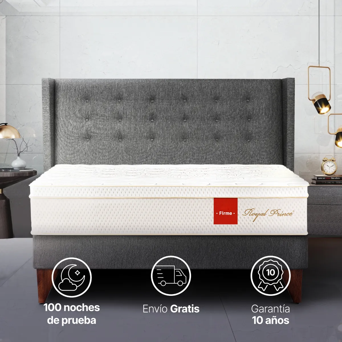 ESSENZA - Colchon Queen 1.6 m +2 Almohadas Royal Prince Top Essenza Colchones