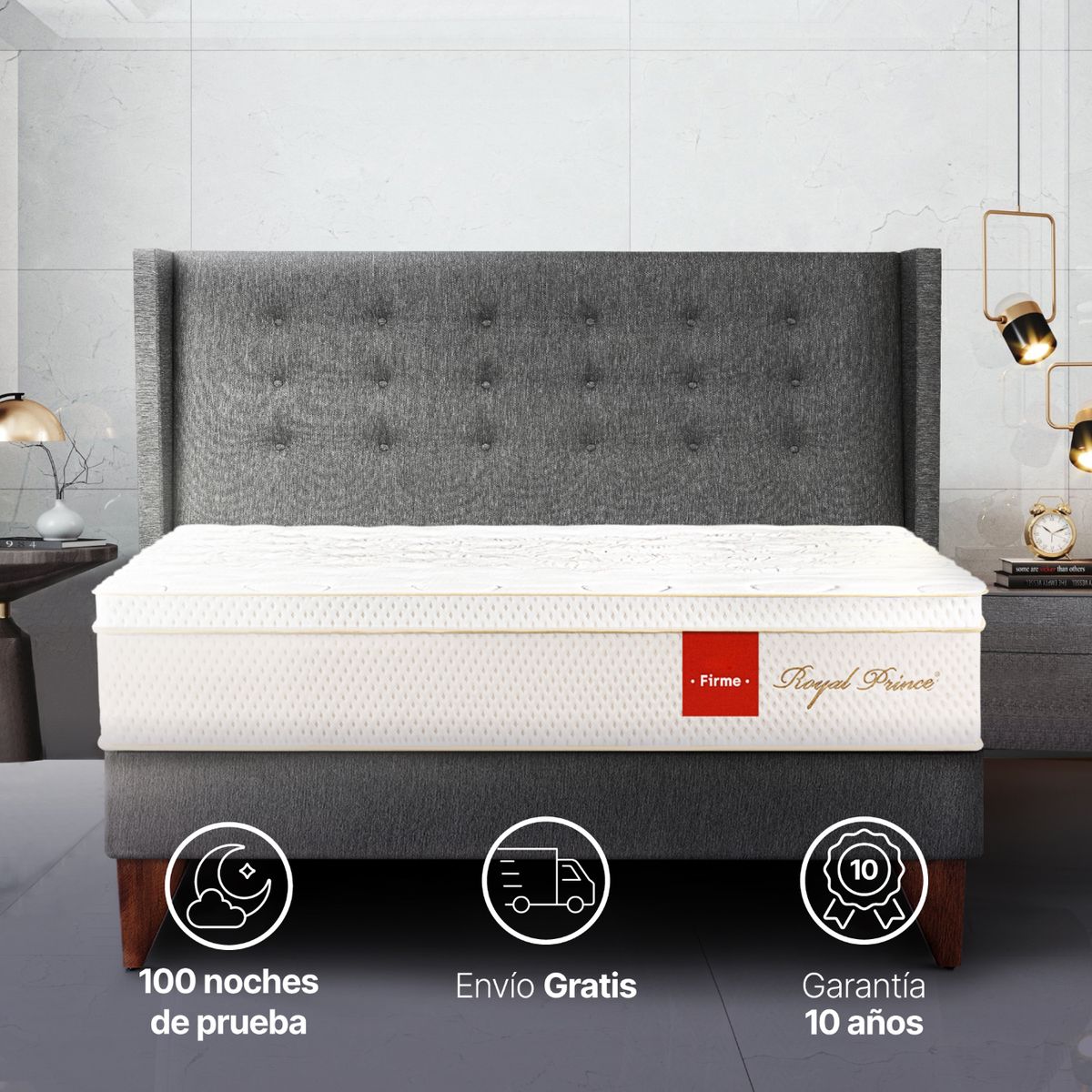 ESSENZA - Colchon King 2.0 m +2 Almohadas Royal Prince Top Essenza Colchones